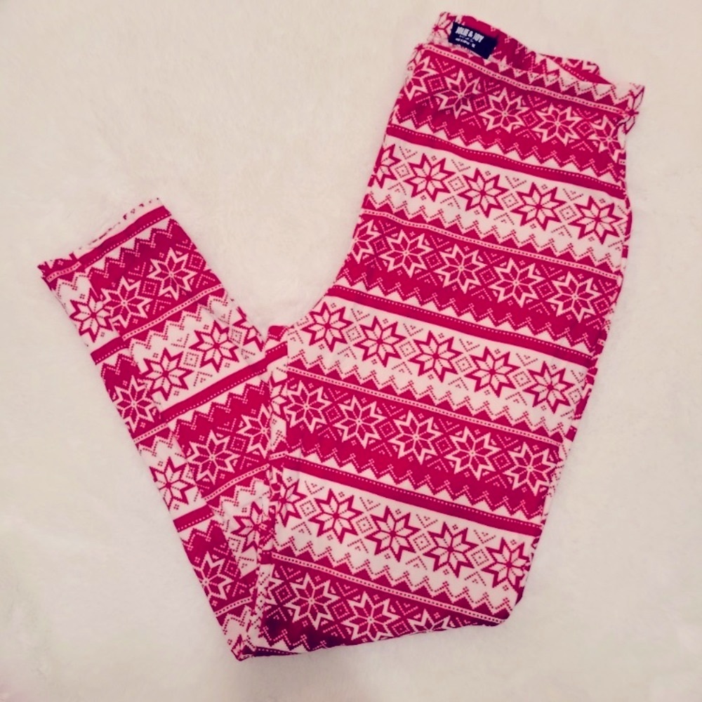 RED WHITE SNOWFLAKE Jolie and Joy by FCT lightweight stretch Leggings